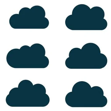 Clouds silhouettes. Vector set of clouds shapes. Collection of various forms  Stock Illustration