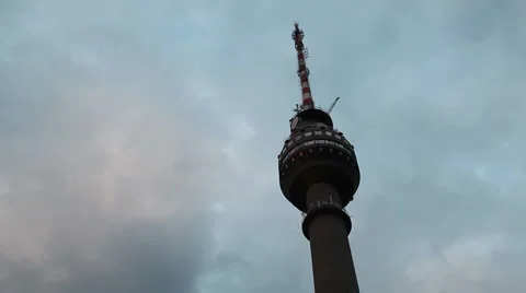 Clouds sky above TV tower high building concrete blue sky 01 스톡 동영상 1069408