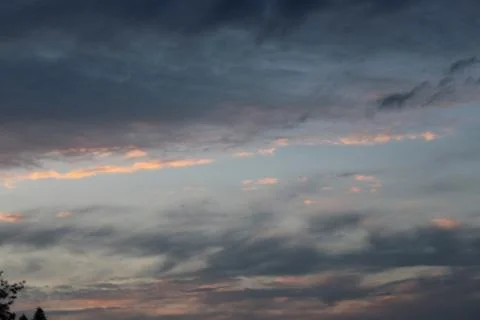 Clouds in the sky after sun set with a tree Stock Photos