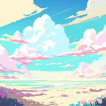 Clouds sky of arid dried sands land rainless dry river wind blowing vector Stock Illustration