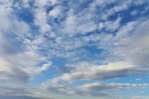 Clouds sky, blue background. cloud blue sky and sun. Fotos Stock