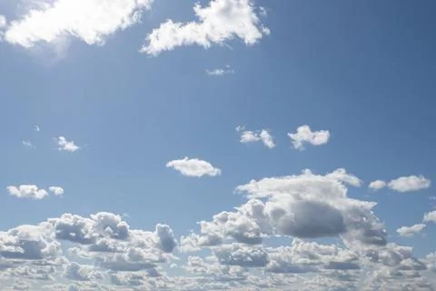 The clouds. Sky. Cumulus clouds in a blue sky. Airspace. Cloudy sky Stock Photos