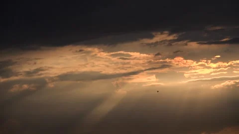 Clouds on Sky, Dramatic Sunset, Fluffy Cloudy Day, Nature Summer in Twilight Stock Footage 320628415