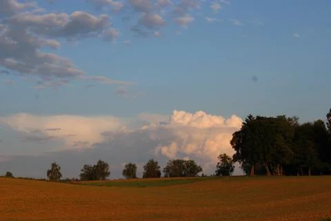 Clouds in the sky in the evening with a forest Stock Photos