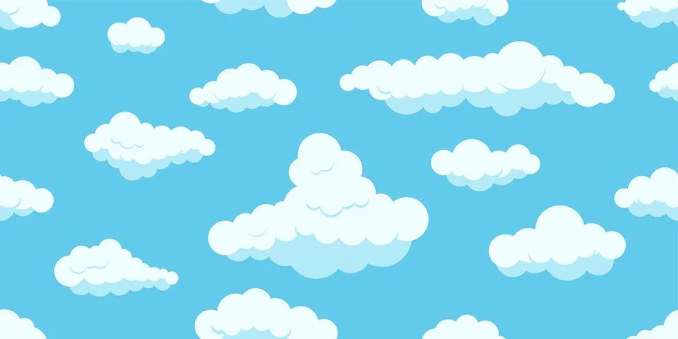 Clouds on sky horizontal seamless pattern. 库存插图