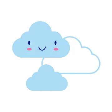 Clouds sky kawaii comic character flat style Stock Illustration