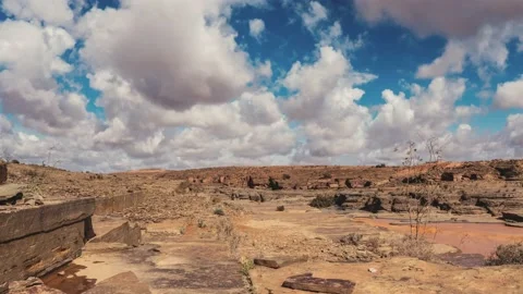 Clouds sky motion fast dry desert country nature in Morocco landscape time lapse Stock-Footage 166861197