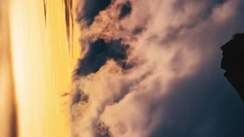 Clouds sky motion fast in sunset Time lapse Vertical video Stock Footage 229882115