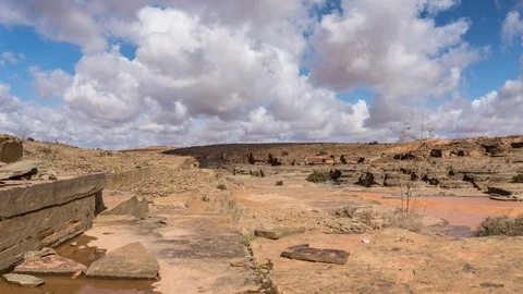 Clouds sky moving fast over desert African nature landscape in sunny Time lapse Stock Footage 121325083