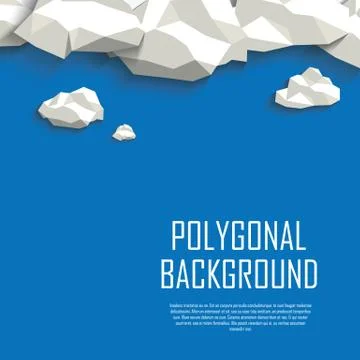 Clouds in the sky polygonal background. Low poly abstract concept with blank Stock Illustration