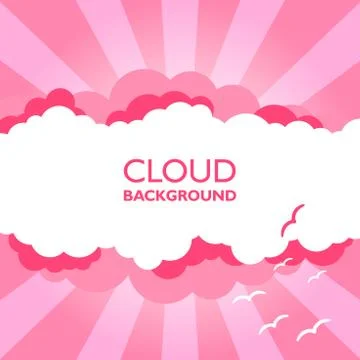 Clouds in the sky with sun rays. Flat vector illustration in cartoon style. P 스톡 일러스트