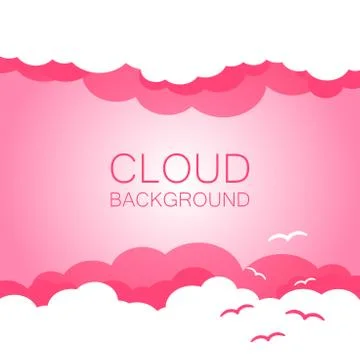Clouds in the sky with sun rays. Flat vector illustration in cartoon style. P Stock Illustration