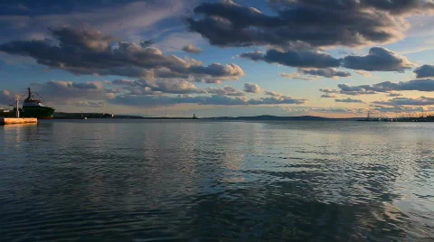 Clouds on Sky in the sunset over sea 02 Видео 536230
