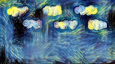 Clouds in Sky in Van Gogh Brush Strokes Painting Style Video stock 113057262