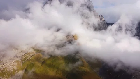 Clouds on the slope of the peak Stock Footage 168569427