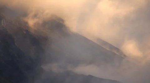 Clouds on the slopes of Tunguragua Volcano Stock Footage