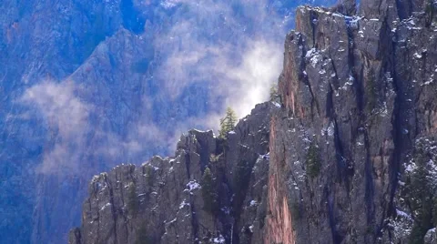 Clouds Slowly Rise Over Canyon Wall Stock Footage 44804209