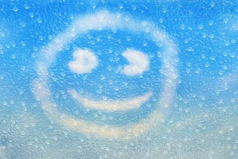 Clouds smiley and rainy window イラスト素材