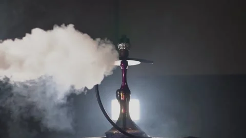 Clouds of smoke fill the hookah Stock Footage 196208060