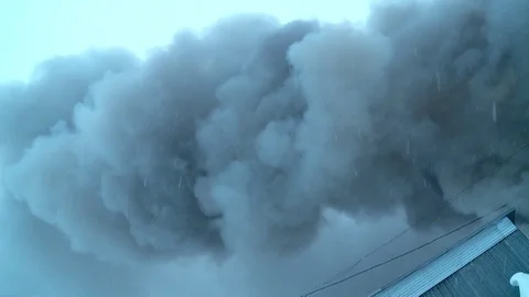 Clouds of smoke. Fire. Flame. Extinguish... | Stock Video | Pond5