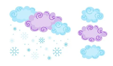 Clouds snow and cloudy snowflakes cartoon weather Stock Illustration