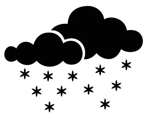 Clouds with snow - vector silhouette picture for logo or pictogram. Stock Illustration