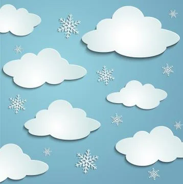 Clouds, snowflakes Stock Illustration