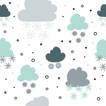 Clouds with snowflakes Stock Illustration