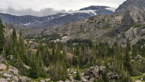 Clouds spilling over mountains Cloud Peak Wilderness Stock Footage 167426606