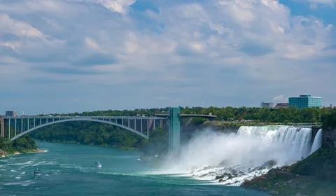 Clouds of splashes and falling water from Niagara Falls, Niagara State Park Stock Photos