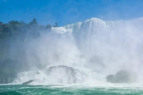 Clouds of splashes and falling water from Niagara Falls, Niagara State Park Stock Photos