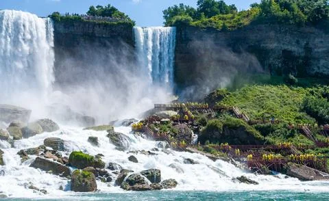 Clouds of splashes and falling water from Niagara Falls, Niagara State Park Stock Photos