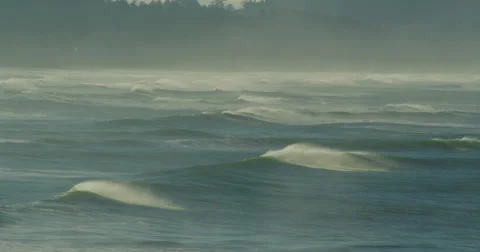 Clouds of spray rising from storm-driven waves, Oregon Coast 動画素材 59740291