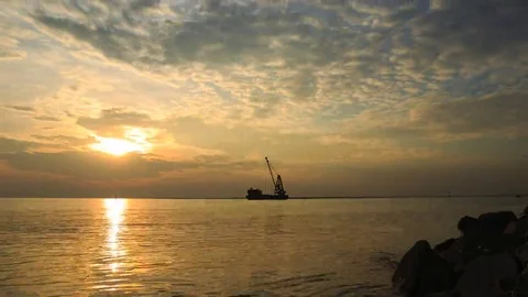 Clouds spread across the sky before sunset at Bangpu seasideat Stock Footage 69305480