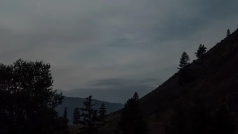 Clouds, stars and mountains Stock Footage 163377033