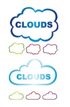 Clouds stickers isolated over white background. vector 스톡 일러스트
