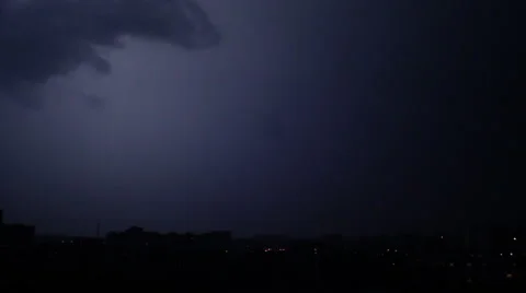 Clouds storm and lightning bolts flashes time-lapse, sound Stock Footage 45383939