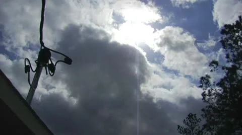Clouds, Storm Cloud Time Lapse behind Electrical Wires Stock Footage 10757663