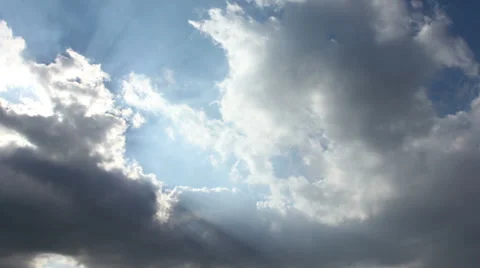 Clouds with sun rays Stock Footage