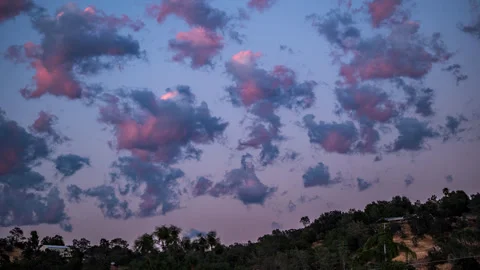 Clouds at Sunset Change from Red to Grey Timelase Stock Footage 283443924