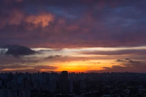 Clouds in sunset with fire color. Stock Photos