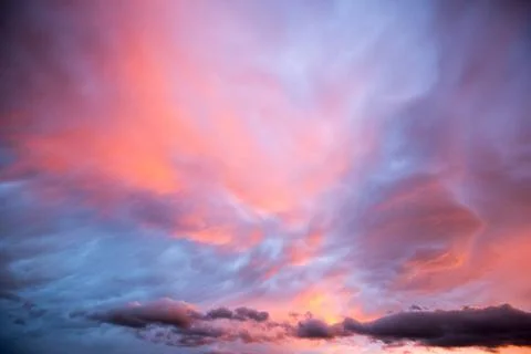 Clouds at sunset over Ambleside during stormy weather, Lake District, UK. Stock Photos