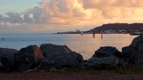 Clouds at Sunset, San Diego Bay Stock Footage 101488042