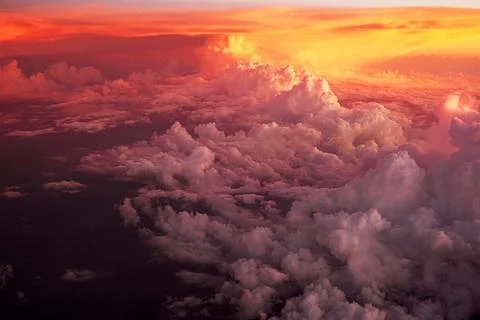 Clouds at sunset in the sky, panoramic view of clouds, colorful cloud backg.. Stock Photos