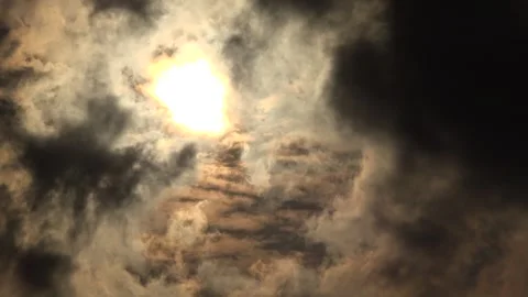 Clouds in Sunset Timelapse, Dramatic Sky in a Hot Torrid Summer, Puffy Cloudy Stock Footage 340743117