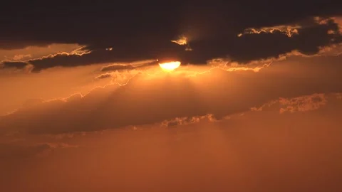 Clouds in Sunset Timelapse, Dramatic Sky in a Hot Torrid Summer, Puffy Cloudy Stock Footage 345152598
