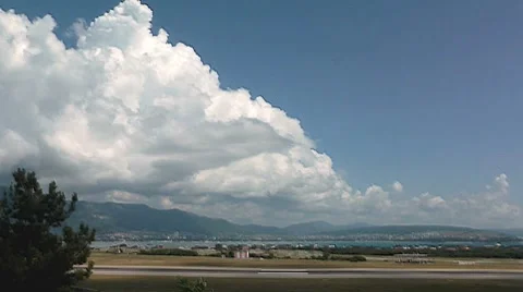 Clouds swirl over the mountains Stock Footage 7901806