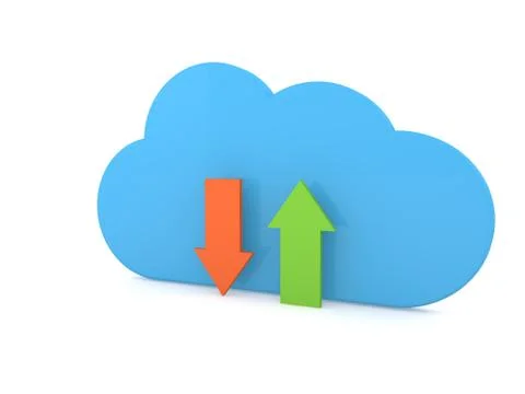 Clouds symbol of information storage on a white background. Stock Illustration