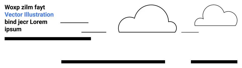 Clouds with text blocks and lines in a minimalist layout. Ideal for website d Stock Illustration