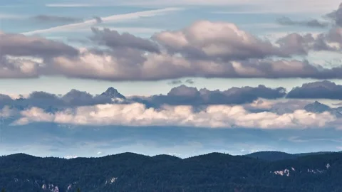 Clouds time lapse in alpine mountains forest landscape Beautiful nature Stock Footage 149109156